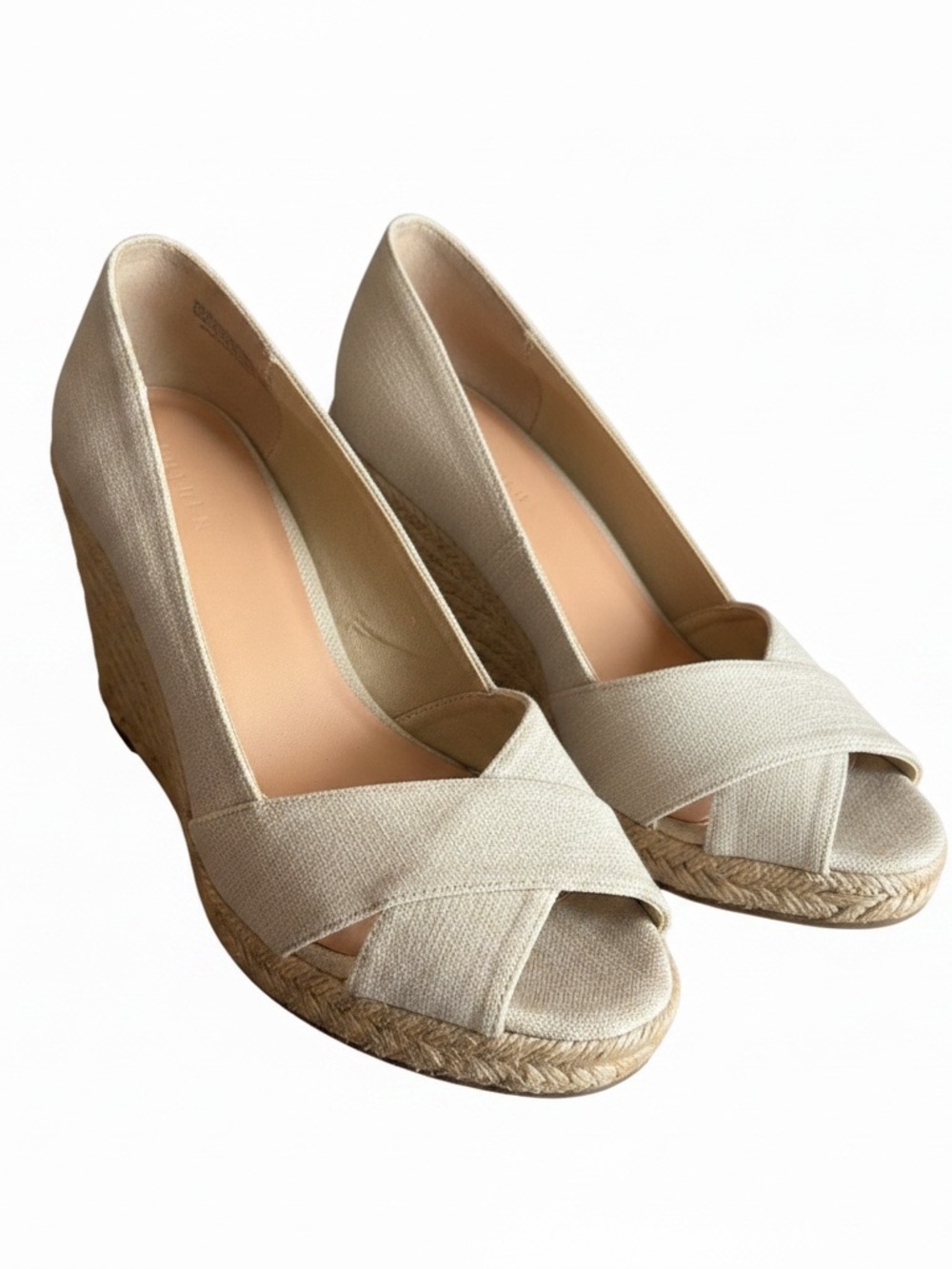 Toms Style Beige Canvas Peep-Toe Wedge Espadrilles by Sears